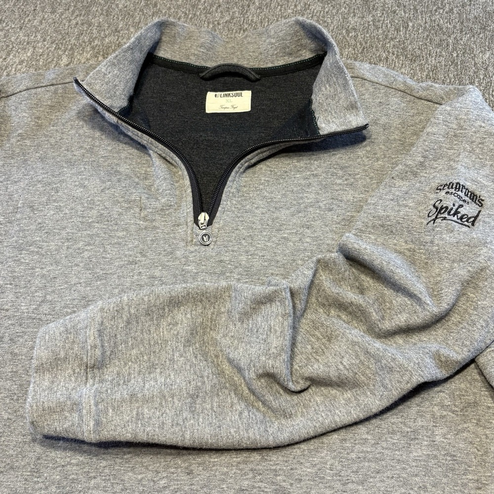 Linksoul Golf Sweater Mens XL Gray 1/4 Zip Pullover Tempus‎ Fugit Stretch